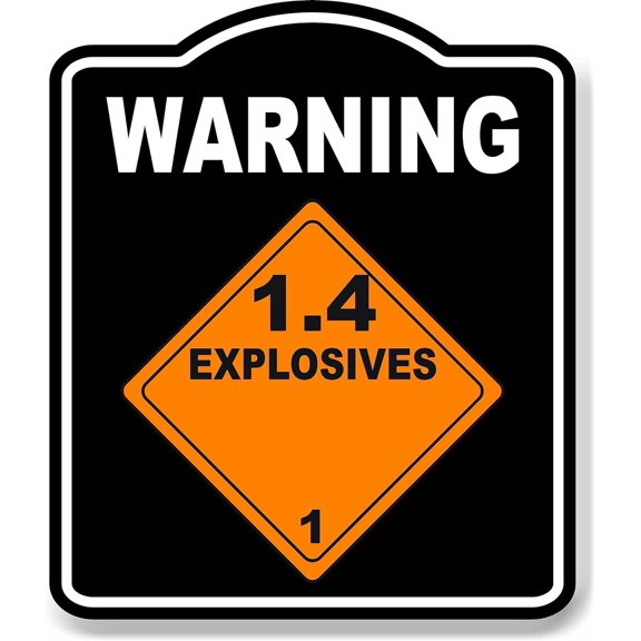 Warning_Explosives_1.4_orange_safty_osha_danger_black Aluminum Composite Sign, 15"x18"