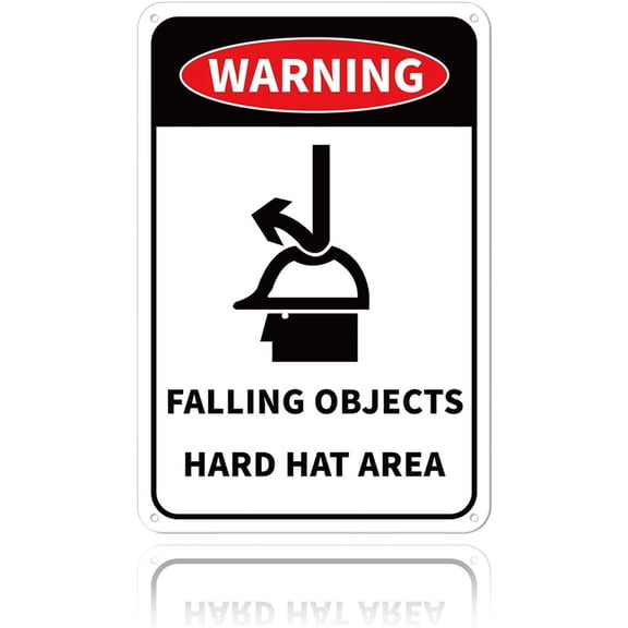 Warning Falling Objects Hard Hat Area Sign 8x12 inches 35 Mil Aluminum Funny Warning Sign for House UV Protected and Waterproof Colorful