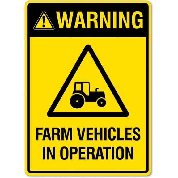 Warning Farm Vehicles In Operation Sign Farming Signs Metal Tin Sign 12x16 Inches Caution Danger Safety Security Warning Notice Signs