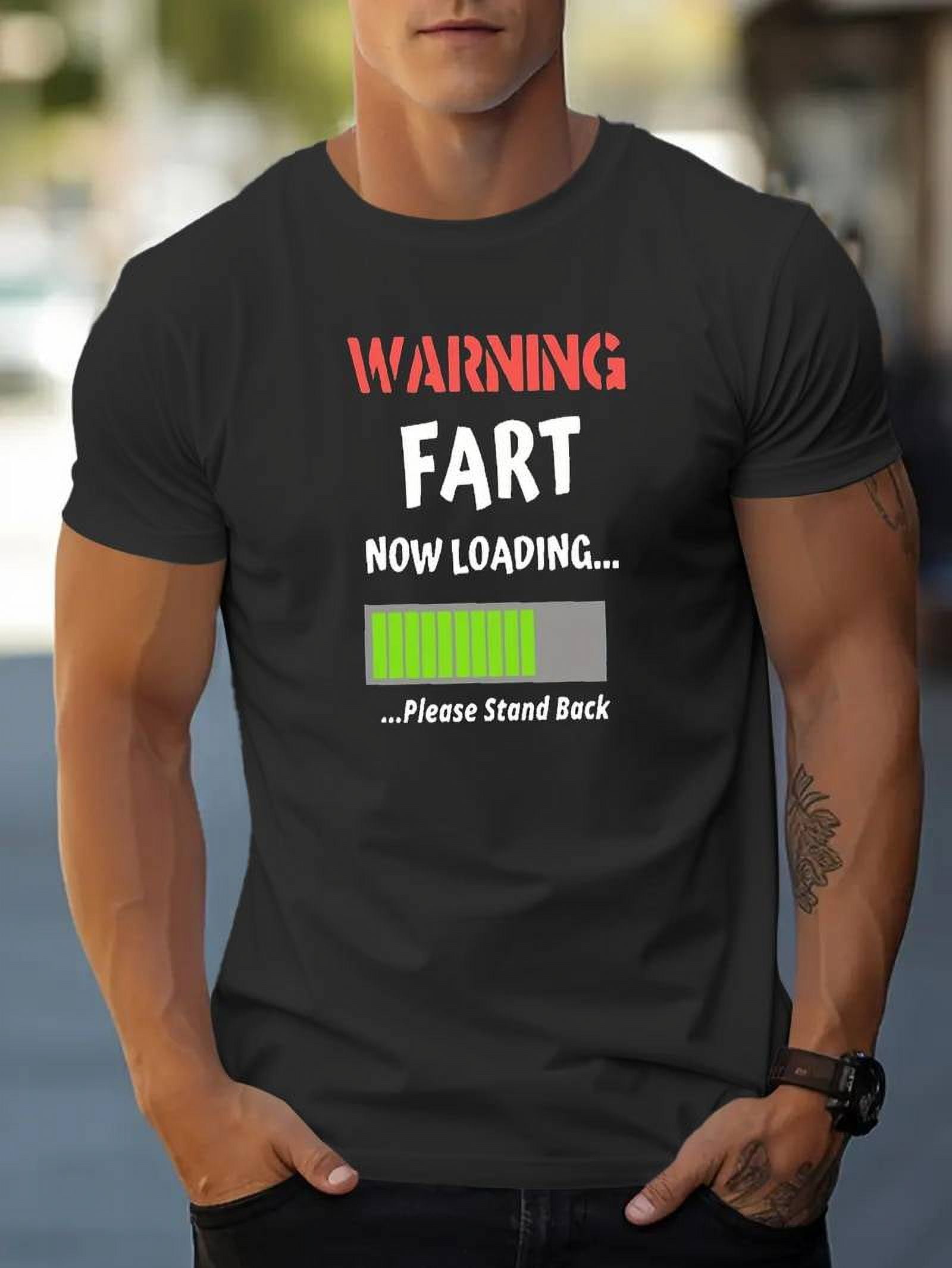 Warning Fart Loading Print Men's Short Sleeve T-shirt Summer T-shirt ...