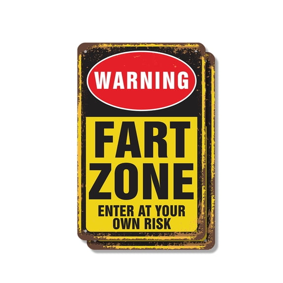 Warning Fart Zone (2 Pack) 7 Inch x 10 Inch Metal Sign Novelty Aluminum Durable Weatherproof UV Protected Perfect for Bathrooms Homes Fun Gag Gift for Friends Crafted in the USA