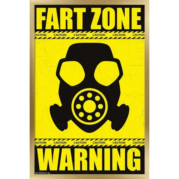 Warning - Fart Zone Wall Poster, 22.375" x 34", Framed