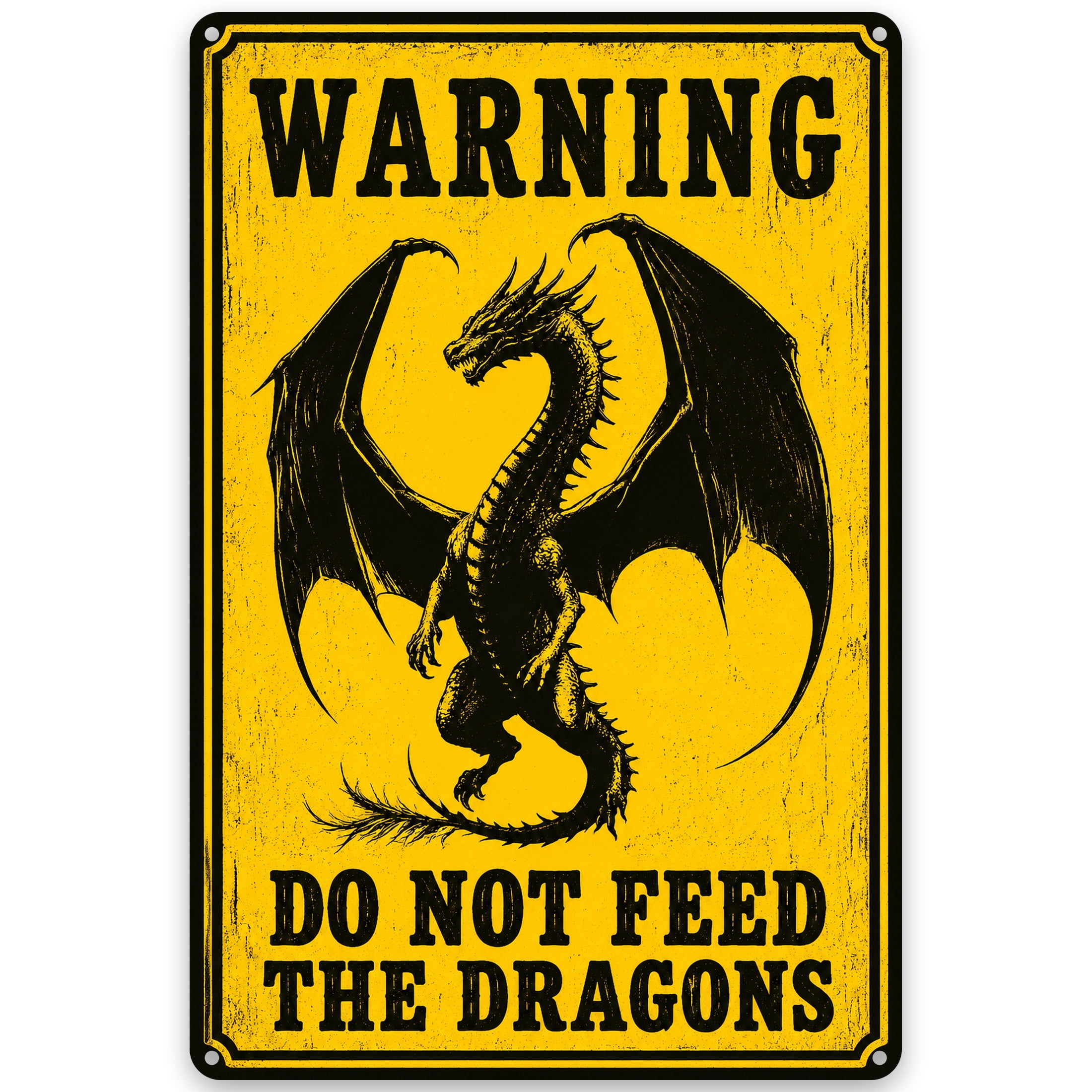 Warning: Do Not Feed the Dragons Metal Wall Sign - 8x12 Inch Iron Decor ...