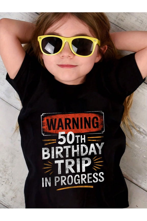 Warning Fifty 50th Birthday Trip In Progress Men Women Kids T-Shirt