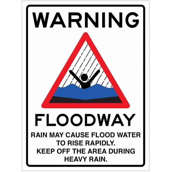 Warning Floodway Sign – 8x12 Inch Reflective Aluminum,Weatherproof & UV Protected,Rain May Cause Flood Water To Rise Rapidly Safety Warning for Outdoor Use