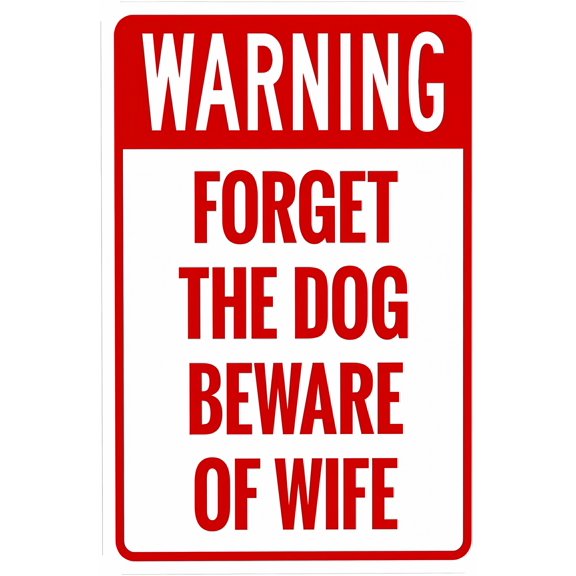 Warning Forget The Dog Beware Of Wife Warning Sign - 8"x12", Dog Security Metal Decor for Business, Home, Outdoor/Indoor, Road, Yard, Garage, Street