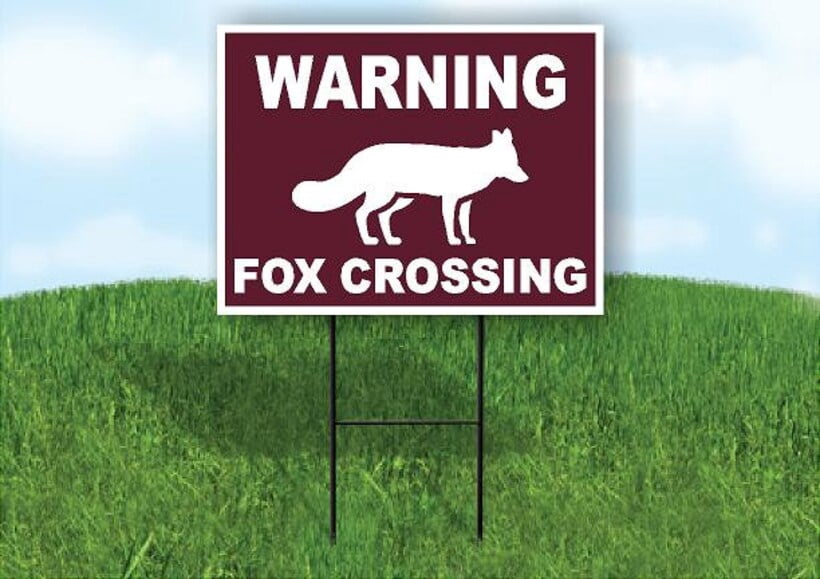 Warning Fox Crossing Trail Yard Sign Road Sign (Excluding Stand) SIZE ...