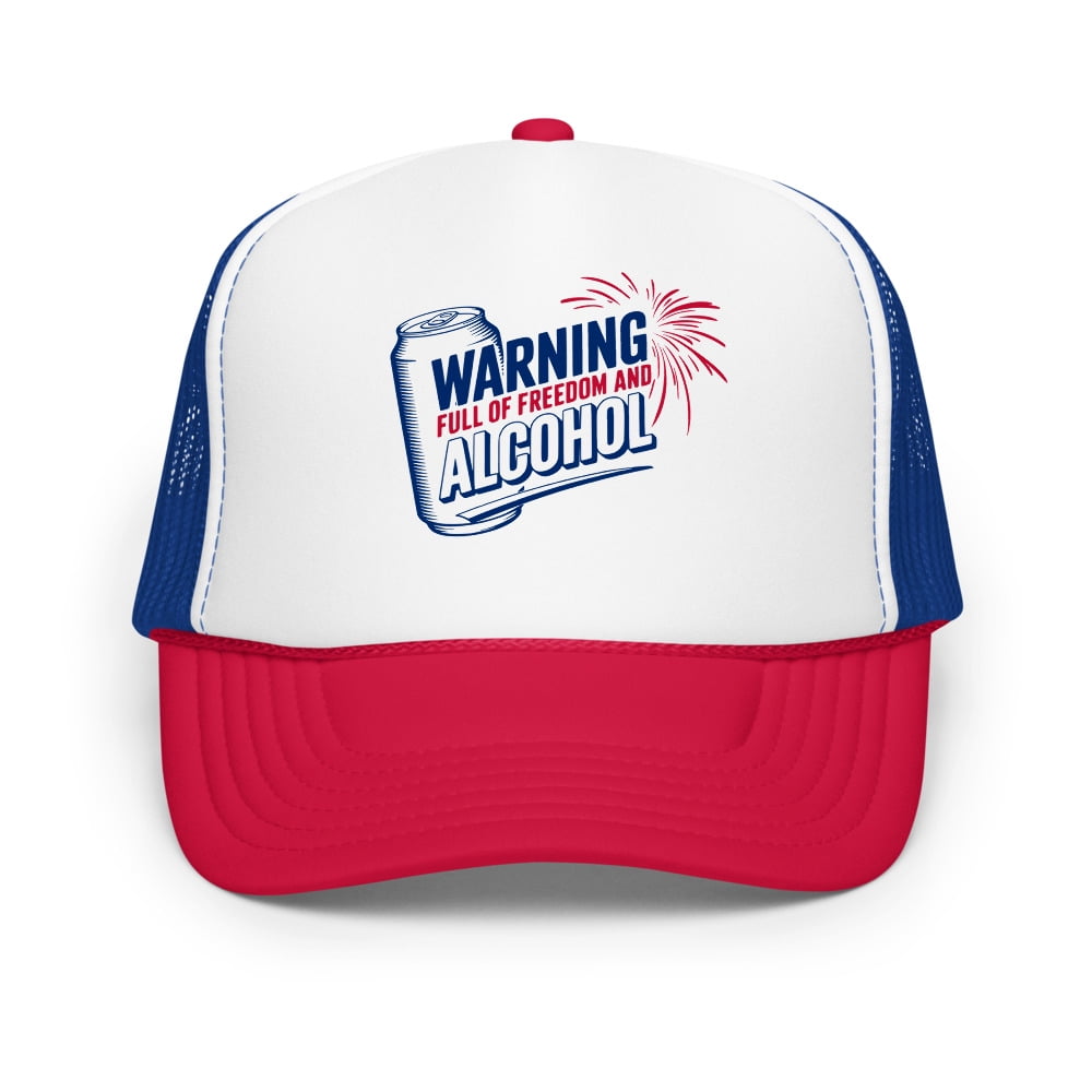 Warning Full of Freedom and Alcohol Trucker Hat – Funny Patriotic 4th of July Foam Mesh Snapback Cap – Adjustable Summer Hat for Men and Women (Blue / White / Blue) - Walmart.com