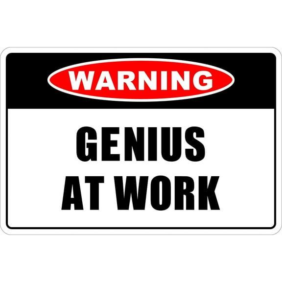 Warning Genius At Work Metal Tin Sign Aluminum Warning Signs For Indoor & Outdoor Yard Lawn Sign Home Decor 8x12 inch