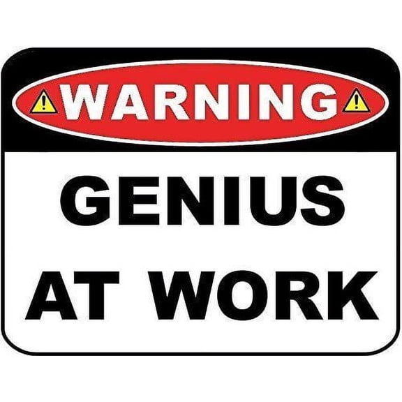 "Warning Genius at Work" Funny Metal Aluminum Sign Size: 8 x 12 Inch
