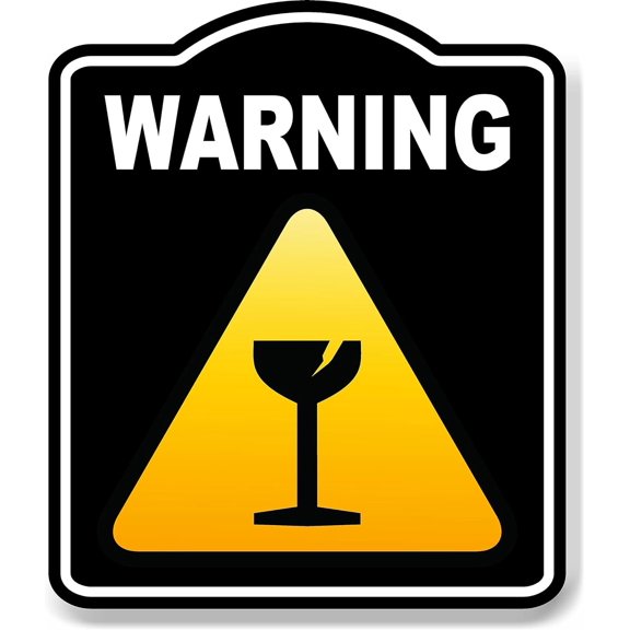 Warning Glass Risk Caution OSHA Danger BLACK Aluminum Composite Sign, 20"x24"