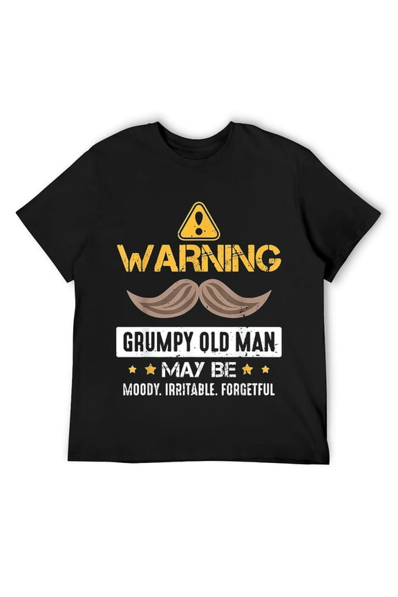 Warning Grumpy Old Man Bad Mood Forgetful Irritable T-Shirt Black
