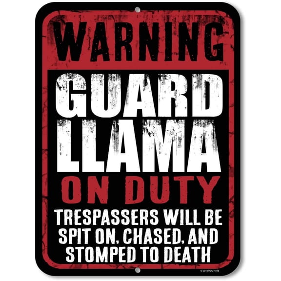 Warning Guard Llama On Duty Trespassers Will Be Spit On 8"x12" inch Funny Novelty Tin Sign Funny Home Club bar Wall Art Decoration Retro Metal Tin Signs