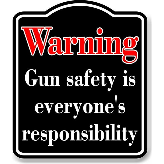 Warning Gun safety is everyones responsibility Red BLACK Aluminum Composite Sign, 8.5"x10"