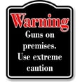 thumbnail image 1 of Warning Guns on premises. use extreme caution red black Aluminum Composite Sign, 15"x18", 1 of 9