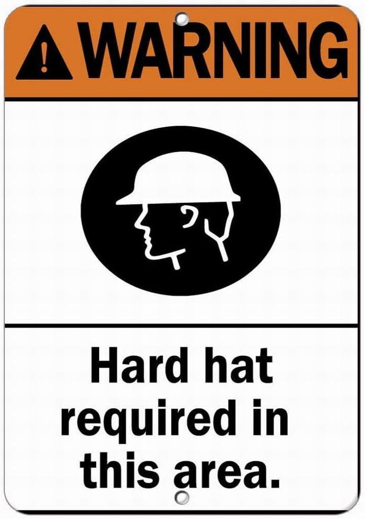Warning Hard Hat Required in This Area Hazard Sign Safety Sign Outdoor