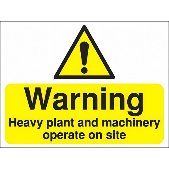 Warning Heavy Plant and Machinery Operating Sign - 8"x12" Rust-Proof Aluminum Sign, Construction Sites Industrial Areas Use