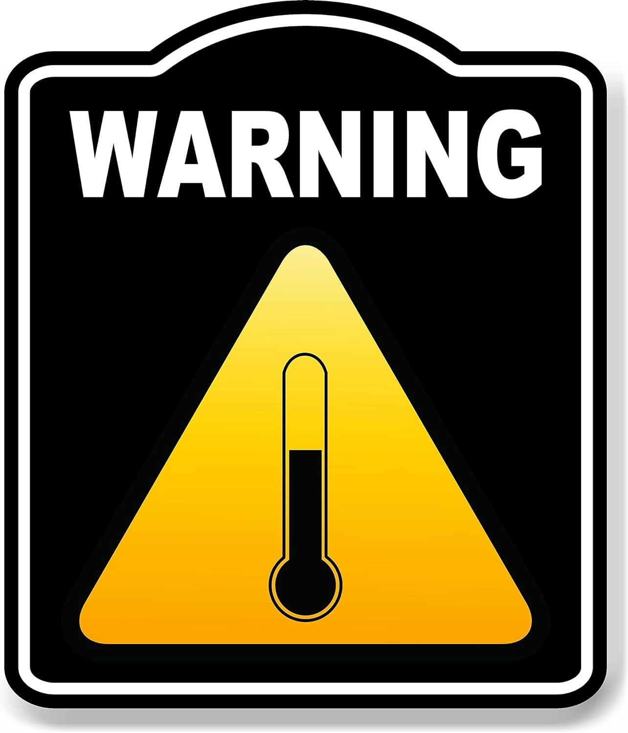 Vsafety Warnschild 'Achtung Hohe Temperatur' – 100x150 Mm, Schwarz/gelb, Aus Stabilem Kunststoff, Mit Klebeband