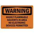 thumbnail image 1 of Warning Highly Flammable Solvents in Area No Electronic OSHA Decal Sign, 1 of 1