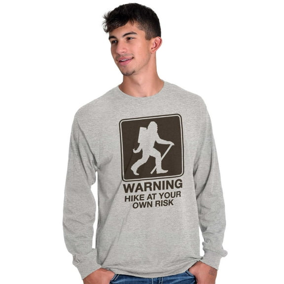 Warning Hike Your Own Risk Bigfoot Unisex Plus Size Long Sleeve Shirt Brisco Brands 3X