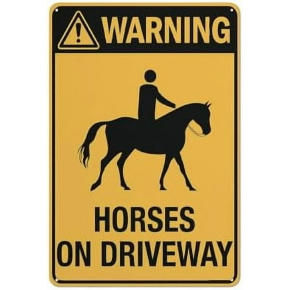 Warning Horses On Driveway Sign For Business 8"X12" Rust Free Aluminum Uv Printed