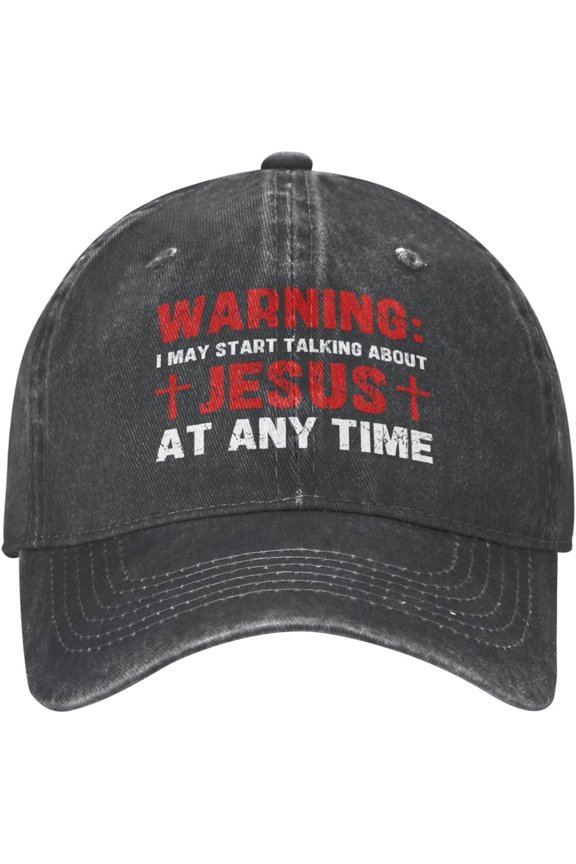 Warning I May Start Talking About Jesus at Any Time Hat Funny Fashion Dad Tracker Hat Baseball Cap for Men Women