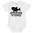 thumbnail image 1 of Warning I'm Teething Funny Shark Romper Boys or Girls Infant Baby Brisco Brands 6M, 1 of 6