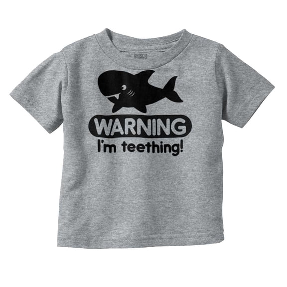 Warning I'm Teething Funny Shark Toddler Boy Girl T Shirt Infant Toddler Brisco Brands 3T