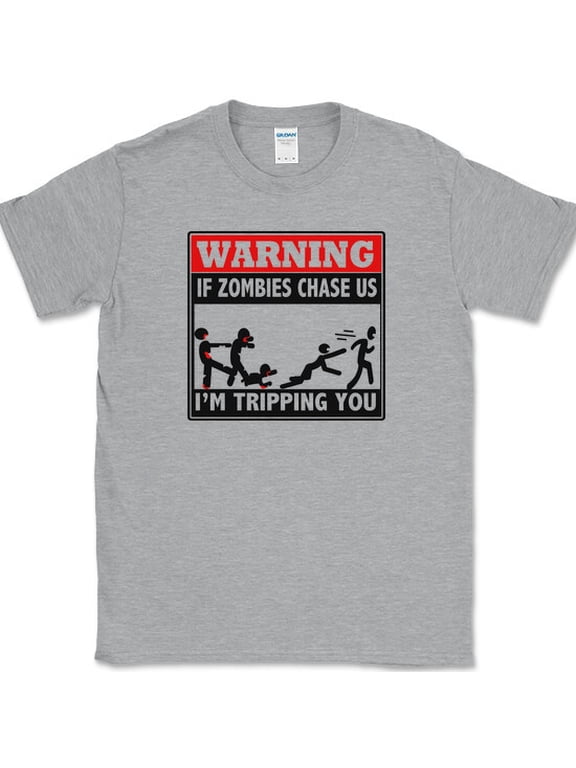 Warning If Zombies Chase US I'm Tripping You TWD Graphic T-Shirt, Size S-5XL