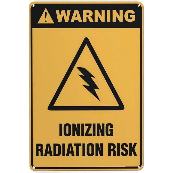 Warning Ionizing Radiation Risk Sign - 8"x12" Vintage Metal Warning Sign, Radiation Safety Decor for Home Farm Bar Coffee Shop Club Lab