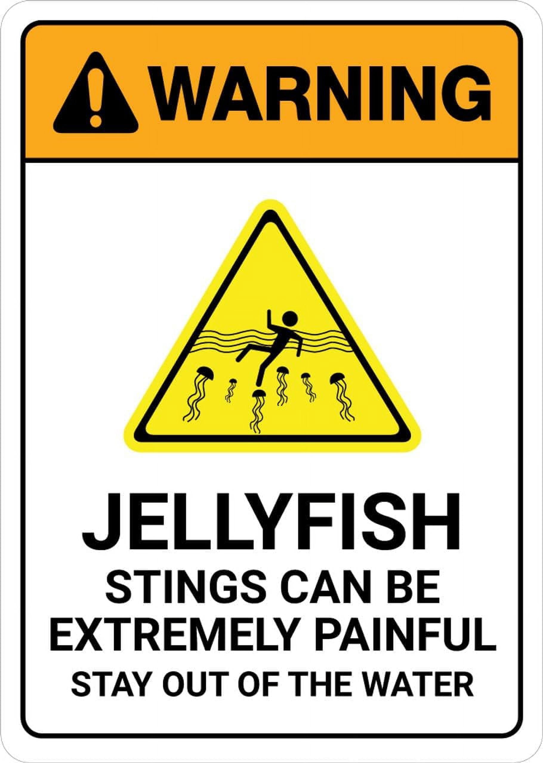 Warning Jellyfish Stings Can Be Painful Stay Out Of Water with Icon
