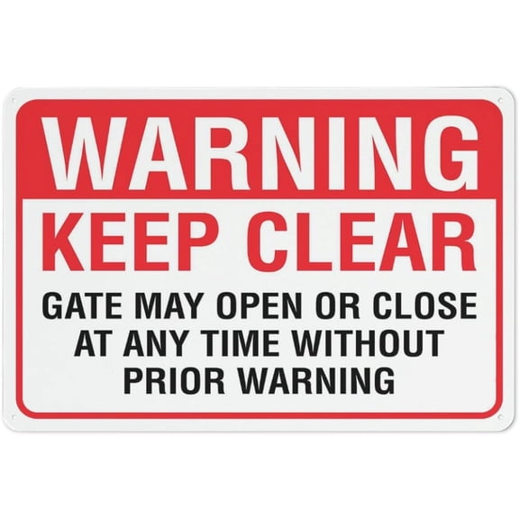 Warning Keep Clear Gate May Open Or Close At Any Time Sign Warning Tin Sign Home Kitchen Farm Garden Garage Wall Decor 8"x12"Inch