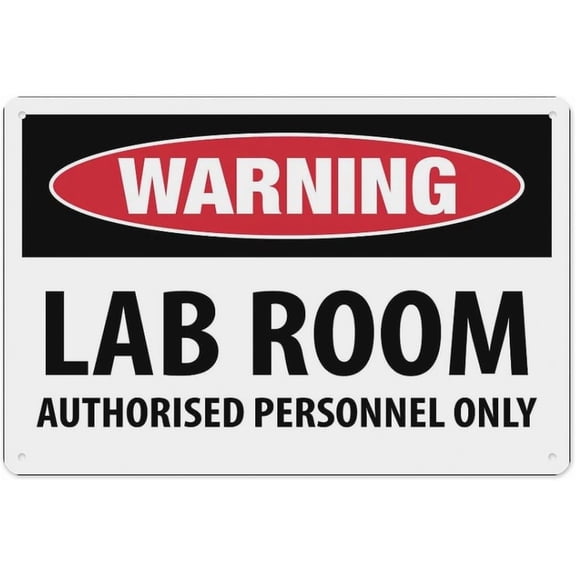 Warning Lab Room Authorised Personnel Only Sign 8"x12", Aluminum Tin Warning Signs for Home Outdoor Garden, Durable Security Sign for Lab