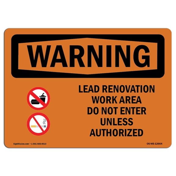 Warning Lead Renovation Work with Symbol OSHA Decal Sign