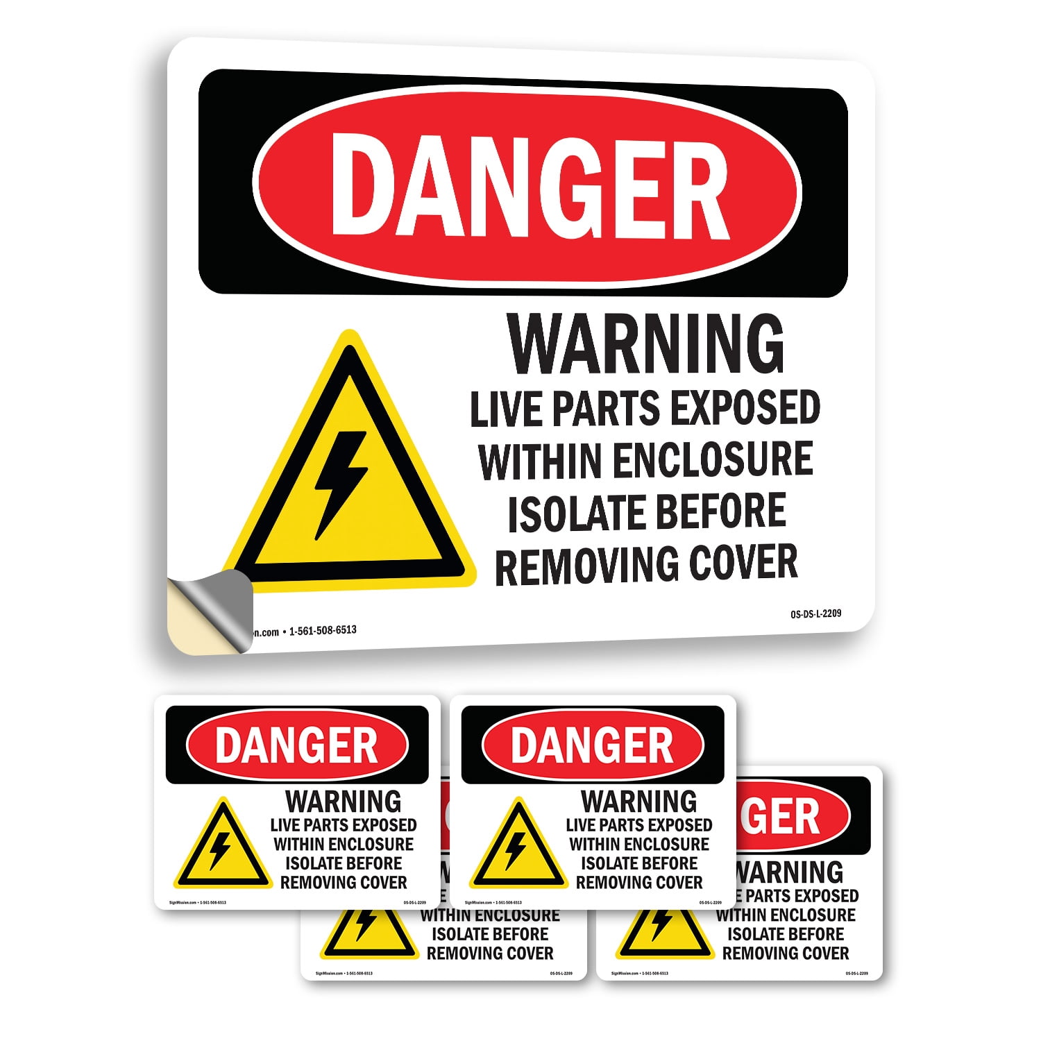 Warning Live Parts Exposed Within OSHA Danger Vinyl Decal Label 10 Inch ...