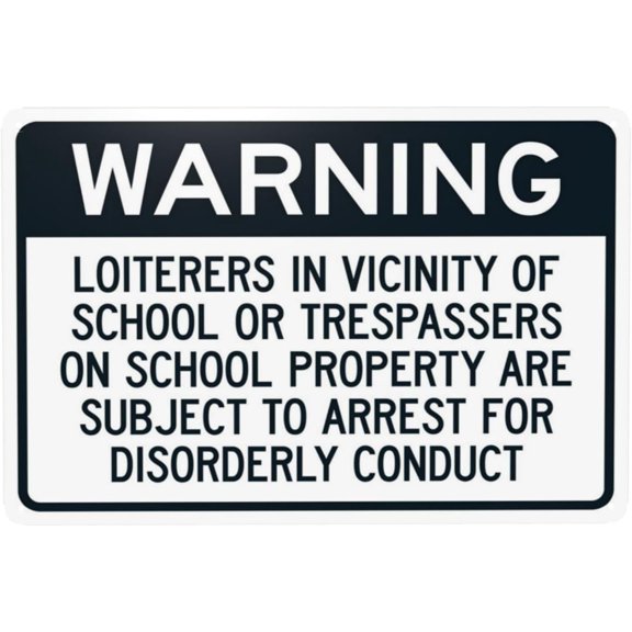 Warning Loiterers In Vicinity Of School Or Trespassers On School Property Warning Sign, Security Safety Metal Signs, Caution Poster Wall Decor for Business Office Home Use 12 x 8 Inch