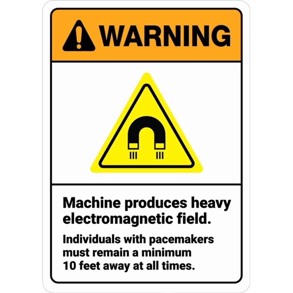 Warning: Machine Produces Heavy Electromagnetic Field ANSI Sign 8x12 Inch Metal Sign Safety, Warning, or Notice Wall Decor