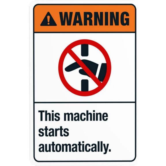 Warning This Machine Starts Automatically Metal Sign 8"x12", Security Safety Vintage Caution, For Business Office Home Street Road Indoor Outdoor Equipment Safety