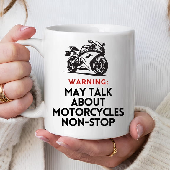 Warning May Talk About Motorcycles Mug Funny Biker Mug Motorcycle Lover Gift Motorbike Coffee Mug Rider Humor Cup