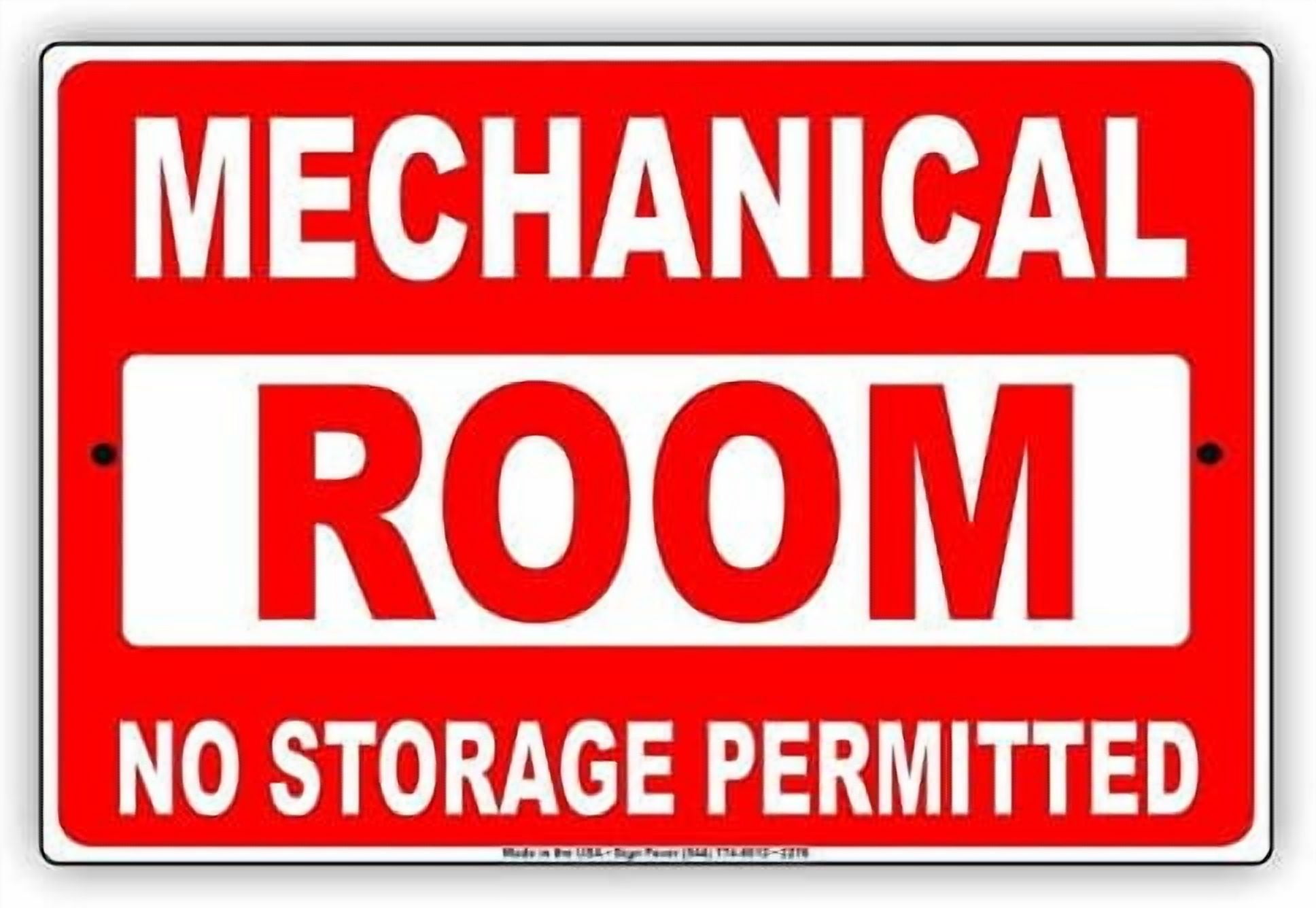 Warning Mechanical Room No Storage Permitted Safety Precaution Sign ...