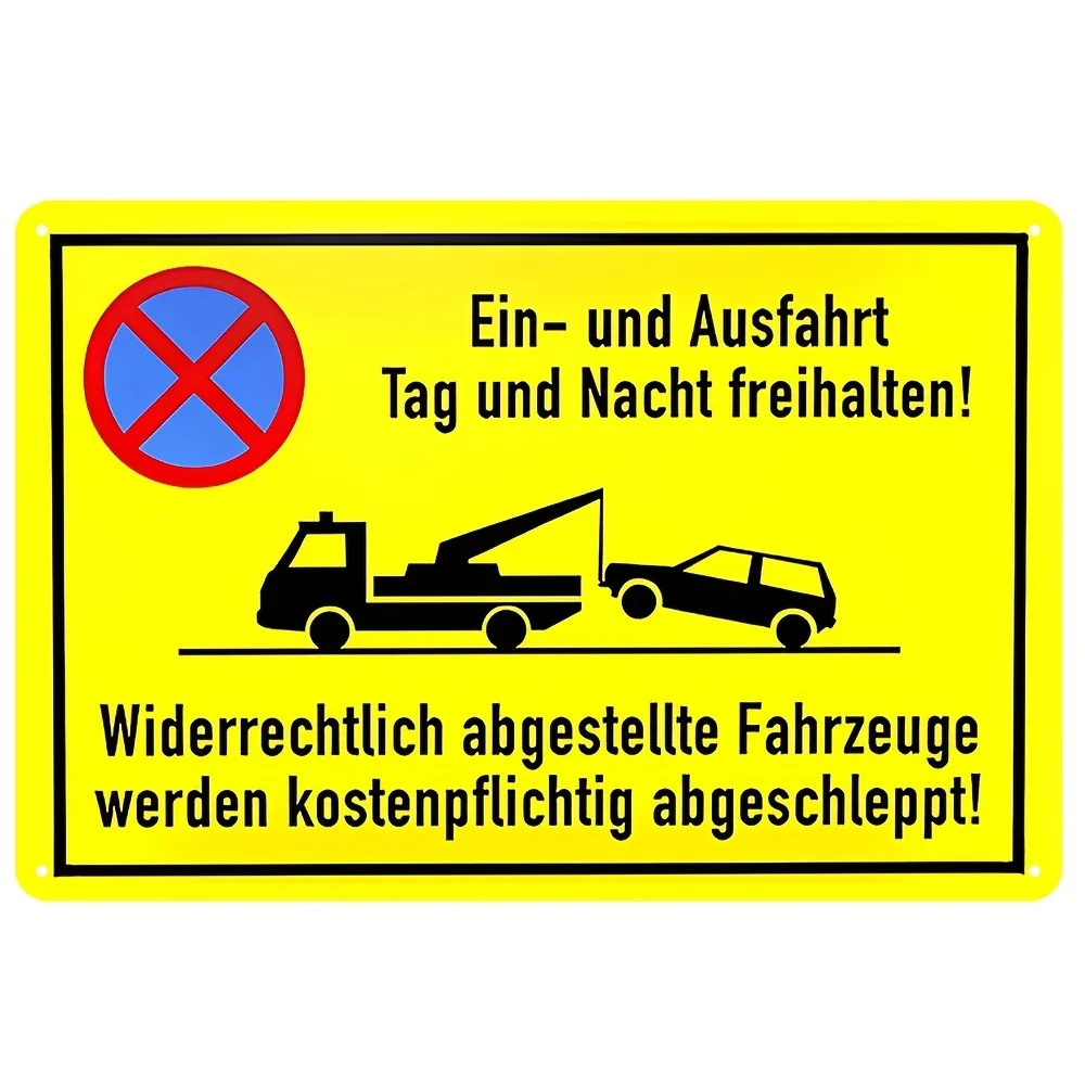 Warning Metal Tin Sign, Keeping The Entrance Free Sign,with German Text 