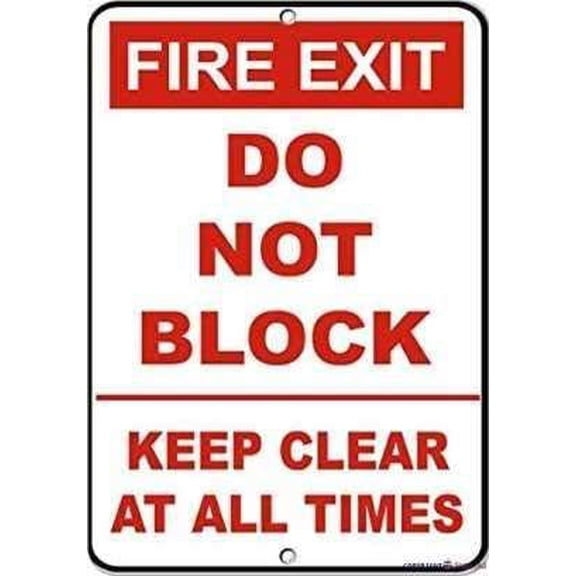 Warning Metal Tin Signs Fire Exit Do Not Block Keep Clear at All Times Signs Street Sign 20 x 30 cm / 8 x 12 inches