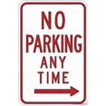 thumbnail image 1 of Warning Metal Tin Signs No Parking Any Time (Right Arrow) 5052- Red On White Signs 8 x 12 inches, 1 of 4
