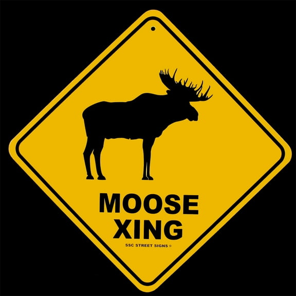 Warning Moose Crossing XING Tin Street/Road Sign Rustic Home Bar/Pub Wall Decor