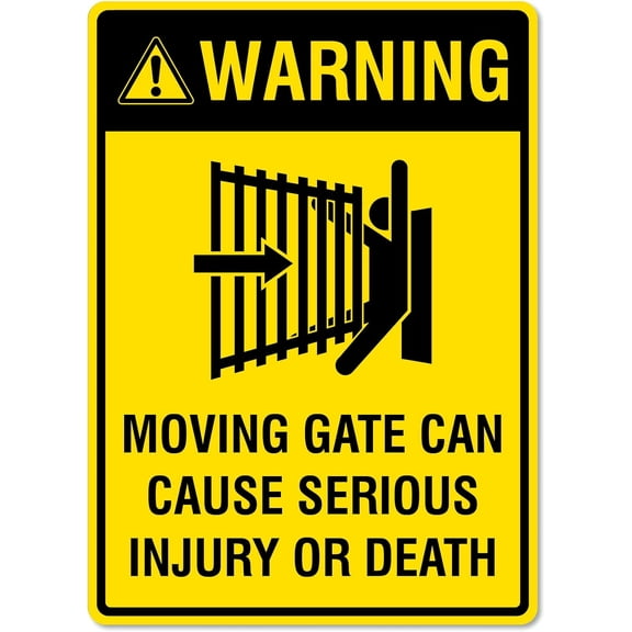 Warning Moving Gate Metal Tin Metal Tin Sign Aluminum Warning Signs Indoor & Outdoor Road Street Sign For Yard Lawn Farmhouse Wall Decor 8X12 Inch