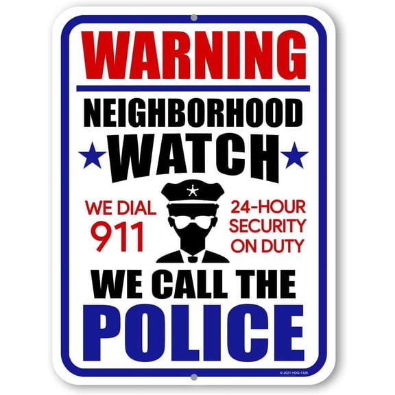 Warning Neighborhood Watch We Call the Police 8"x12" Inch No Trespassing Sign Warning Sign Yard Decor Security Sign Outdoor Sign Funny Home Club bar Wall Art Decoration Retro Metal Tin Signs
