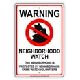 thumbnail image 1 of Warning Neighborhood Watch Protected By Neighborhood Crime Watch Volunteers Alert Caution Notice Aluminum Metal Sign 8"x12" Plate, 1 of 1