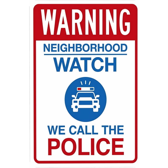 Warning Neighborhood Watch We Call The Police Warning Sign - 8"x12", Security Metal Decor for Business, Office, Road, Street, Home, Yard, Garden