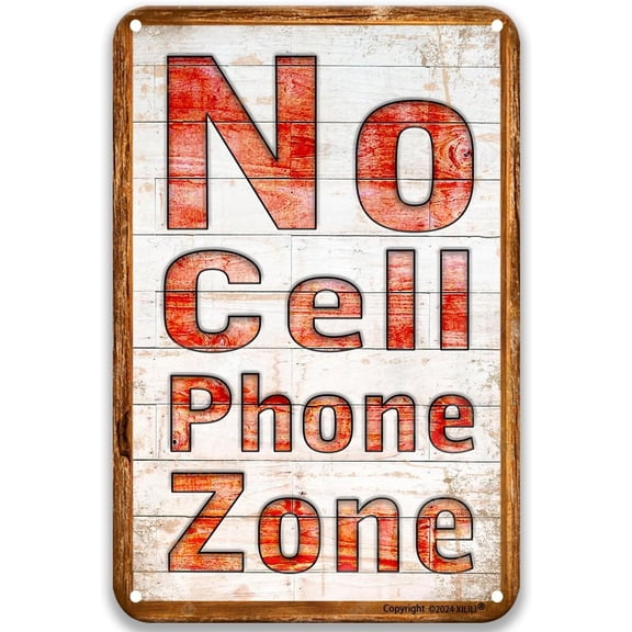 Warning No Cell Phone Zone Metal Decoration Sign Farmhouse Signs For Kitchen Tin Signs Vintage Farmhouse Decor For The Kitchen 8X12 Inch Tin Sign