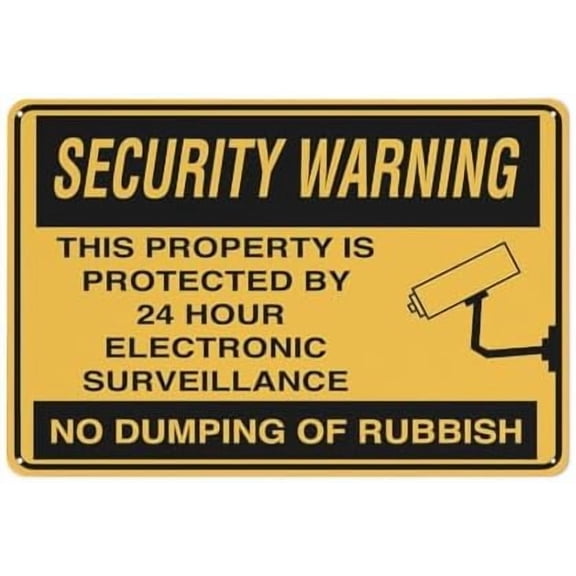 Warning No Dumping Of Rubbish Sign Signs Outdoor, Uv Printed Aluminum 12 X 8 In, Weatherproof And Signs For Home Or Business